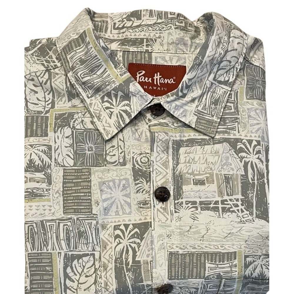Pau Hana Hawaii Shirt Mens Lg Eucalyptus Green Tropical Button Front Beach NWT